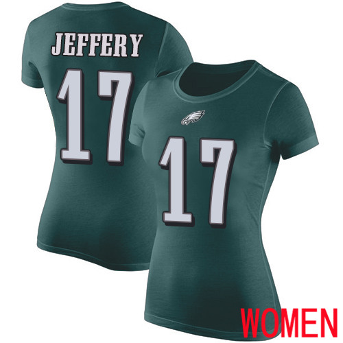 Women Philadelphia Eagles #17 Alshon Jeffery Green Rush Pride Name and Number NFL T Shirt->nfl t-shirts->Sports Accessory